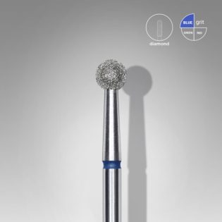 Diamond nail drill bit, ball, blue, head diameter 4 mm