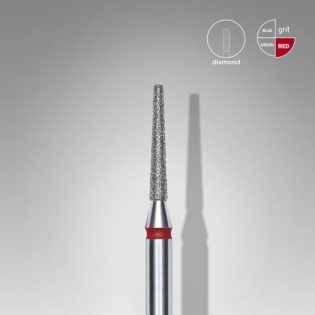 Diamond nail drill bit, "frustum", red, head diameter 1.6 mm, working part 10 mm