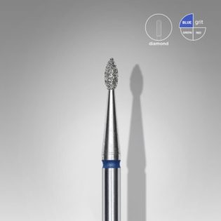 Diamond nail drill bit, "drop", blue, head diameter 1.6 mm, working part 4 mm
