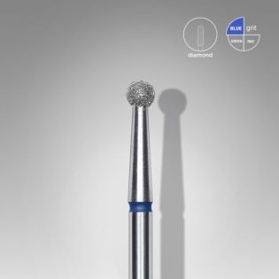 Diamond nail drill bit, ball, blue, head diameter 2.7 mm