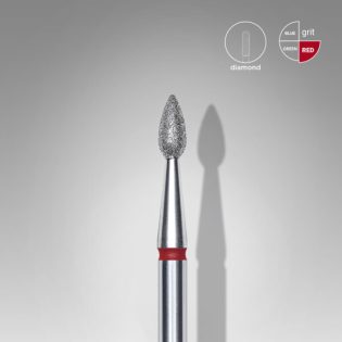 Diamond nail drill bit, "drop" , red, head diameter 2.3 mm, working part 5 mm