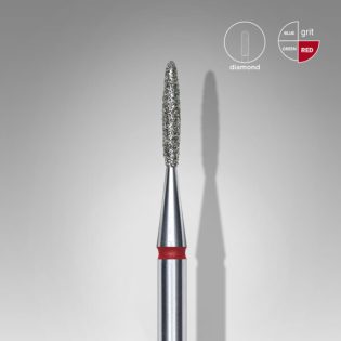 Diamond nail drill bit, "flame" , red, head diameter 1.4 mm, working part 8 mm