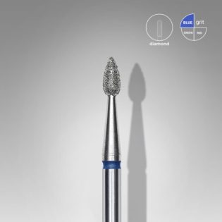 Diamond nail drill bit, "drop" , blue, head diameter 2.3 mm/ working part 5 mm (divisible by 10)