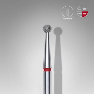 Diamond nail drill bit, ball, red, head diameter 2.5 mm