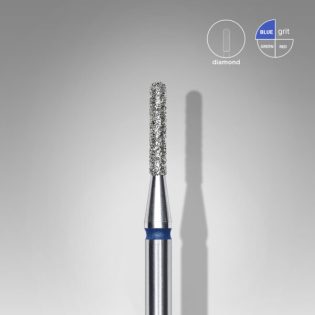 Diamond nail drill bit, rounded cylinder, blue, head diameter 1.4 mm/ working part 8 mm