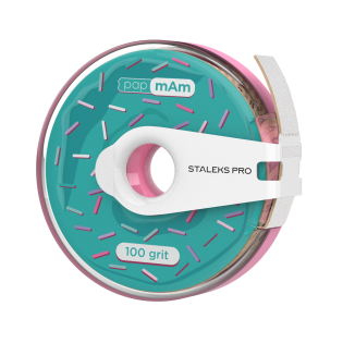 White disposable abrasive tape papmAm EXPERT in a plastic case STALEKS PRO 100 grit