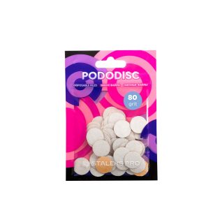 White refill pads for pedicure disc Pododisc Staleks Pro S, 80 grit (50 pc)
