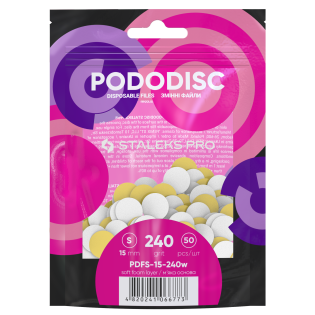 Disposable white files with soft foam layer for pedicure disc PODODISC STALEKS PRO S, 240 grit (50 pcs)