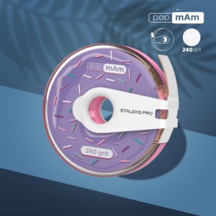 White disposable abrasive tape papmAm EXPERT in a plastic case STALEKS PRO 240 grit