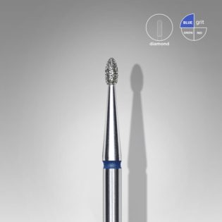 Diamond nail drill bit, rounded "bud" , blue, head diameter 1.6 mm, working part 3.4 mm