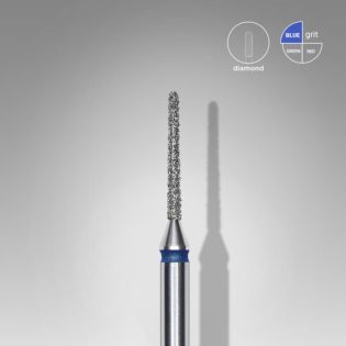 Diamond nail drill bit, "needle", blue, head diameter 1 mm, working part 10 mm