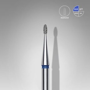 Diamond nail drill bit, rounded "bud" , blue, head diameter 1.2 mm, working part 3 mm