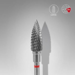 Carbide nail drill bit, flame , red, head diameter 5 mm / working part 13.5 mm