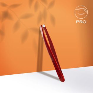 Eyebrow tweezers Staleks Pro Expert 11 Type 3r (wide slant), red