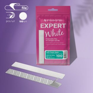 White disposable files for straight nail file (soft base) Staleks Pro Expert 20, 100 grit (30 pcs)