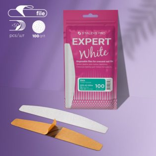 Disposable white files for crescent nail file EXPERT 42, 100 grit (50 pcs)