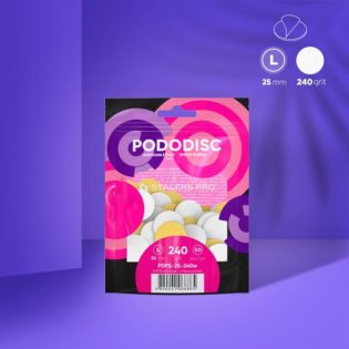 Disposable white files with soft foam layer for pedicure disc PODODISC STALEKS PRO L, 240 grit (50 pcs)