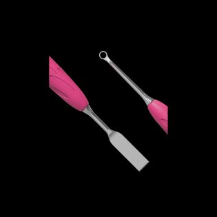 Manicure pusher with silicone handle “Gummy” UNIQ 11 TYPE 1 (flat straight pusher + ring)