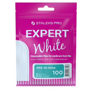 Disposable white files for pedicure grater EXPERT 10 100 grit (30 pcs) DFE-10-100w