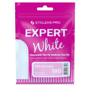 Disposable white files for pedicure grater EXPERT 10 180 grit (30 pcs) DFE-10-180w