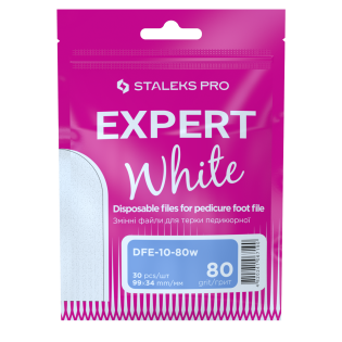 Disposable white files for pedicure grater EXPERT 10 80 grit (30 pcs)