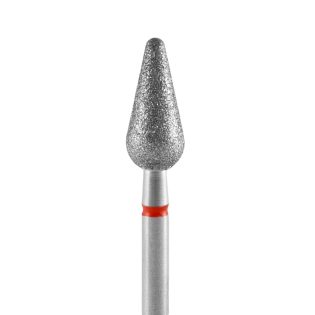 Diamond nail drill bit rounded pear red EXPERT head diameter 5 mm / working part 12 mm